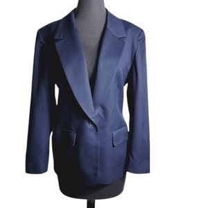 Pendleton 100% virgin wool blazer navy blue petite 12 tailored woolmark